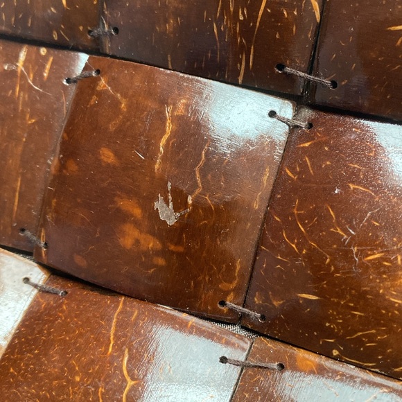 HANDCRAFTED Coconut Shell Patchwork Handbag Purse Satchel Wooden Handles - Picture 14 of 17